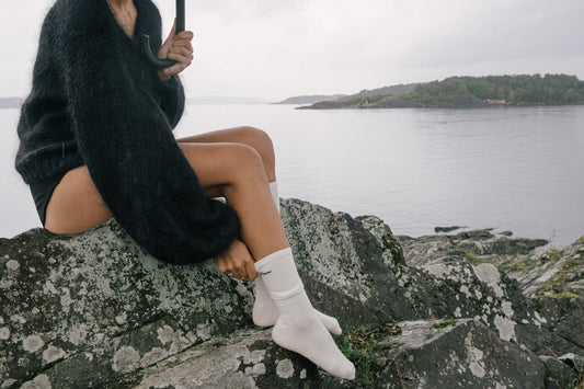 Skarpetki z wełny merino beżowe