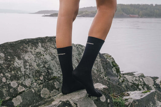 Merino wool socks with embroidered logo black