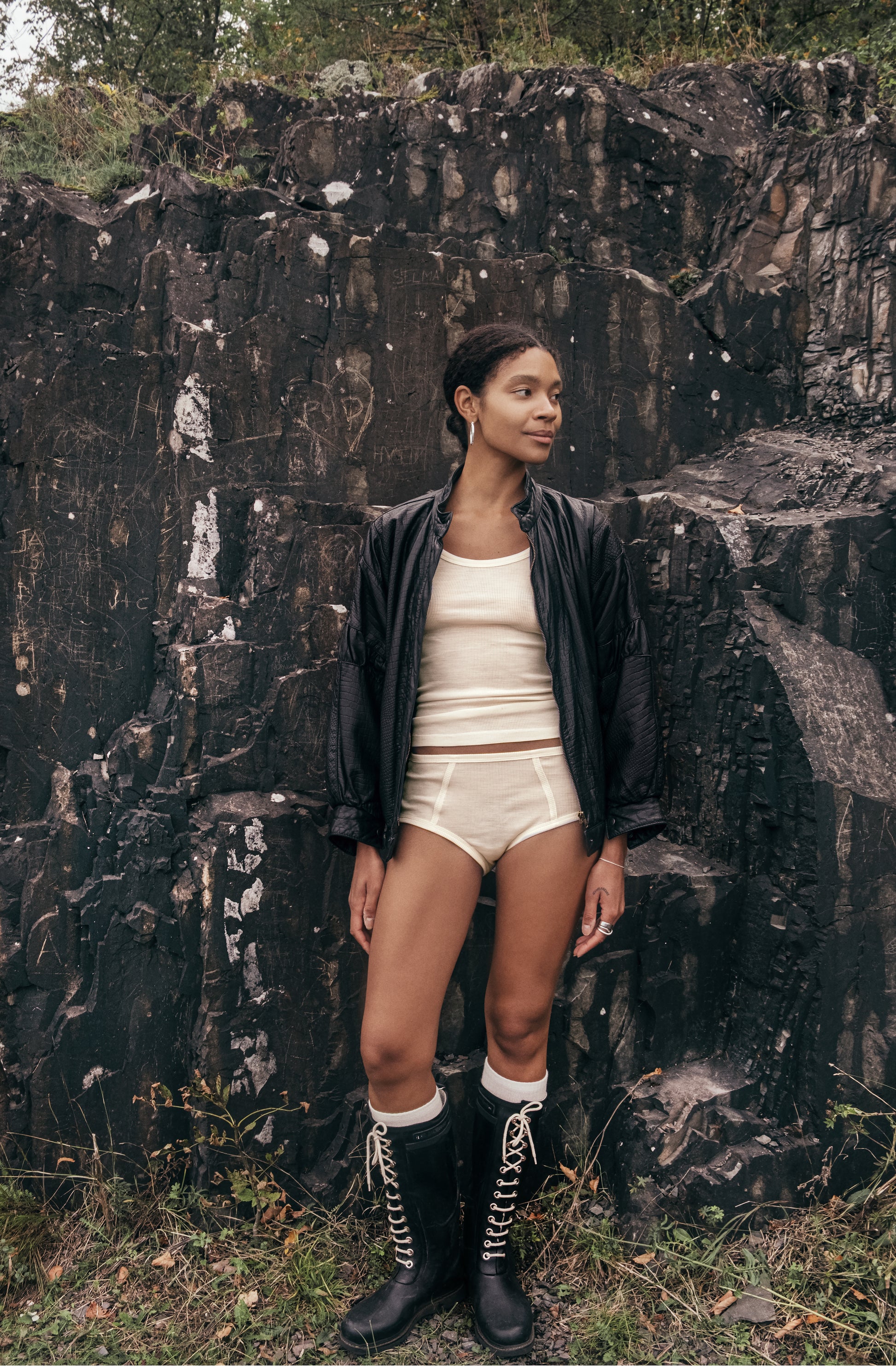 Merino wool top in beige, showcasing casual style and comfort, perfect for everyday wear.