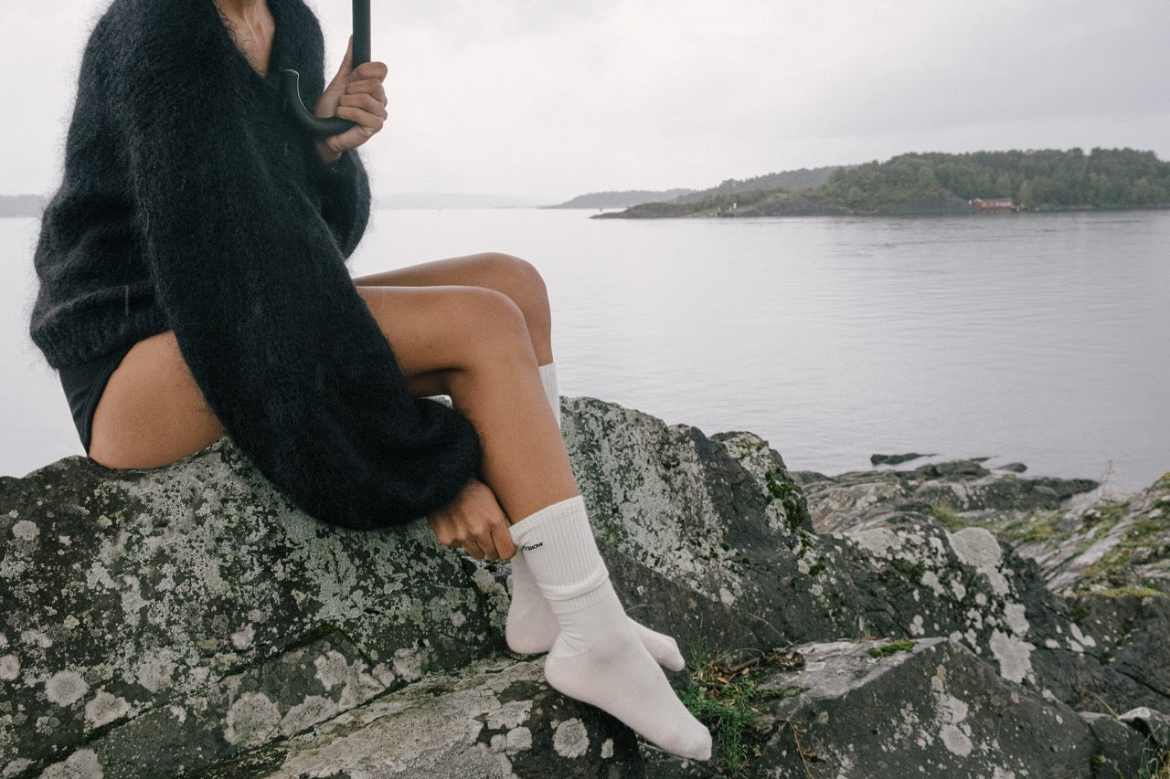 Skarpetki z wełny merino beżowe