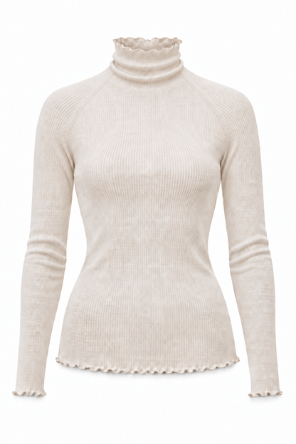 Oslo Ribbed Merino Wool Turtleneck crème
