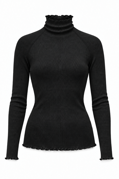 Oslo ribbed merino wool turtleneck black
